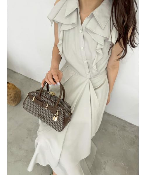 Lily Brown Mini Boston Bag LWGB259323 Check 2-Way Women's