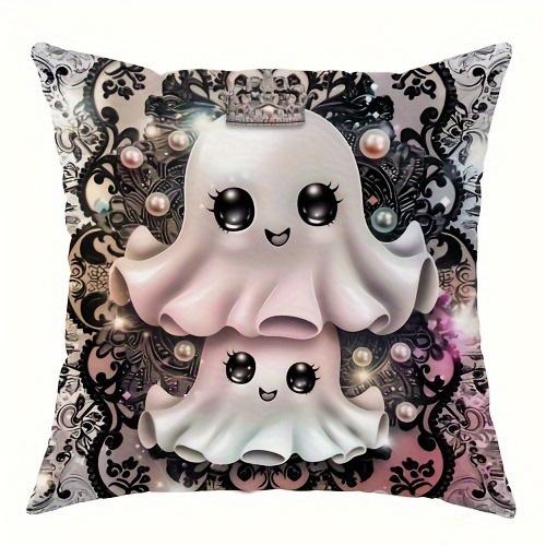 Spooky and Cute Halloween Pillowcases: Ghosts and Happy Halloween Designs Sofa Cushion Cover Holiday Party Decoration Gift