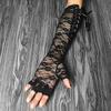 1 par Halloween Retro Lange hansker for kvinner Blonde Korsett Arm Albue Fingerløs hanske Svart
