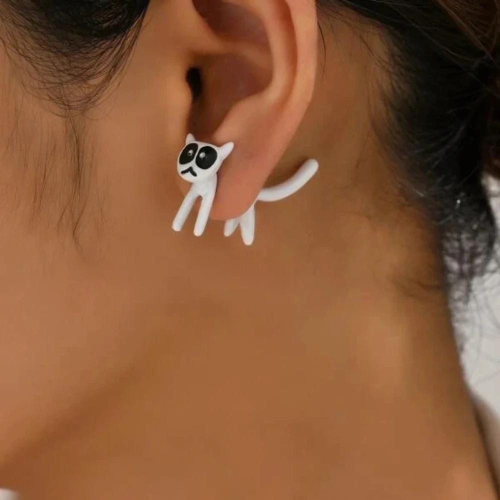New Funny Small Black Cat Earring for Women Girl Fashion Cute Animal Kitten Earrings Fashion Party Festival Piercing Jewelry