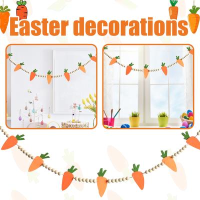 Perles de carotte de Pâques Décoration de vacances à la maison Perles en bois Pendentifs décoratifs DIY