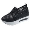 Scarpe singole casual traspiranti in rete con suola piatta alla moda da donna, con altezza interna maggiorata