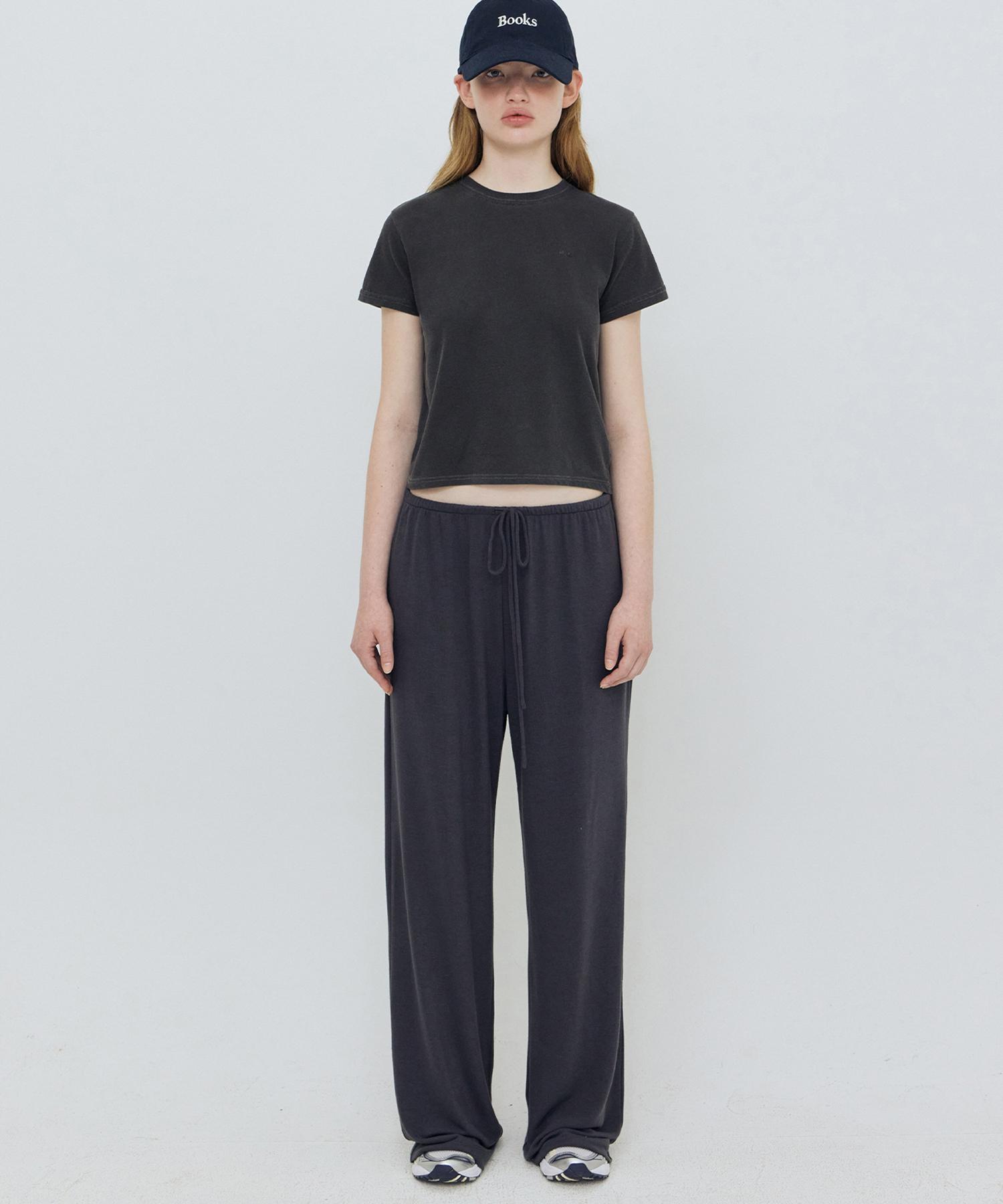 Lady Volume Pigment Washed T-Shirt (Charcoal) Charcoal/M