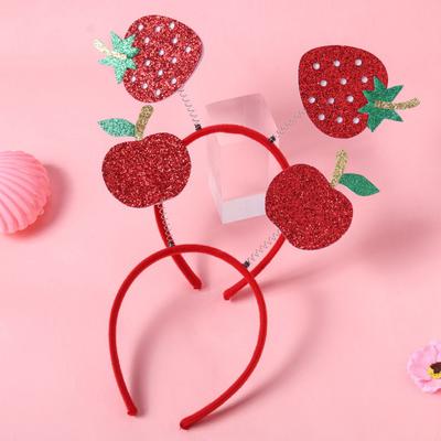 4Pcs Fruit Decor Headbands Cartoon Watermelon Cherry Strawberry Headpiece Spring