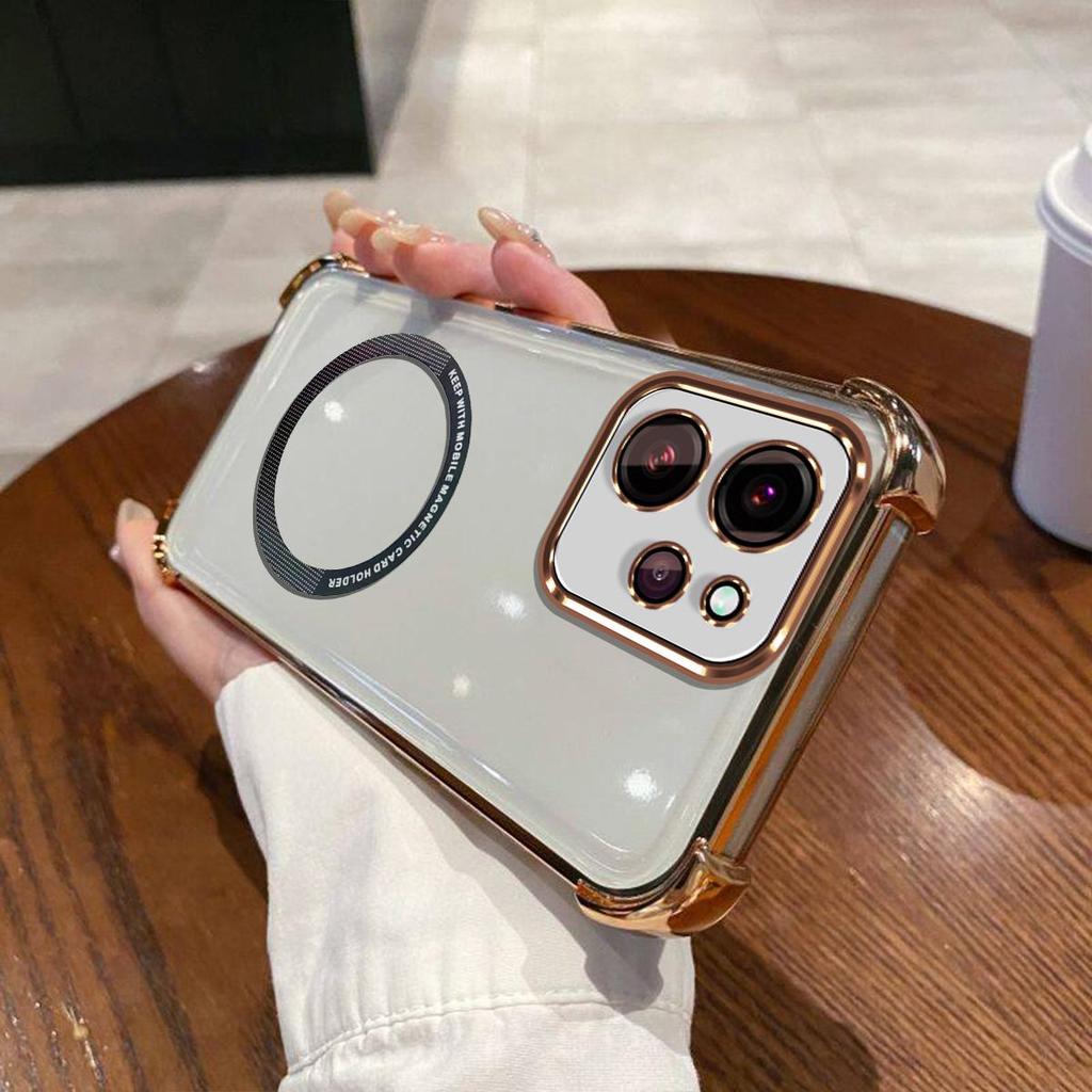 Case for OPPO Reno15 Pro Max 5G Clear Magnetic Casing Electroplated Lens Frame Phone Cover