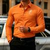 Men's Shirt Collar Long Sleeved Shirt Rose Print Design Simple Slim Fit Single Breasted Men's Top