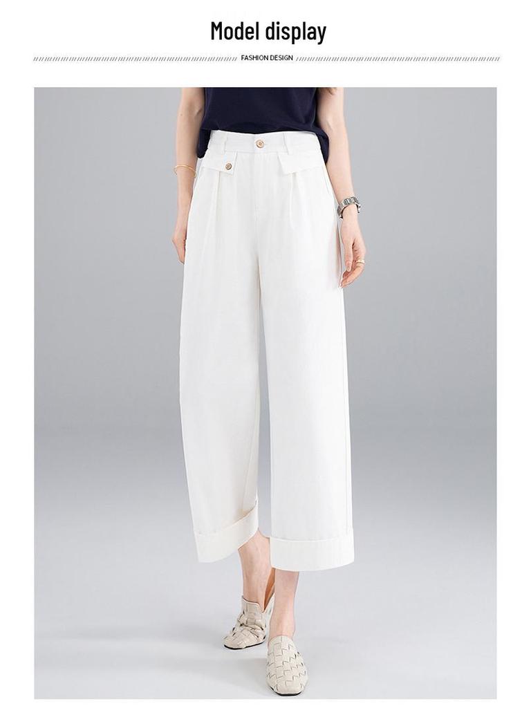 High-Waist Slimming Pleated Pants, Nine-Tenths Length, Spring/Summer 2026 Fashion, Yamamoto Fuyun Design, Thin and Stylish for Commuting.