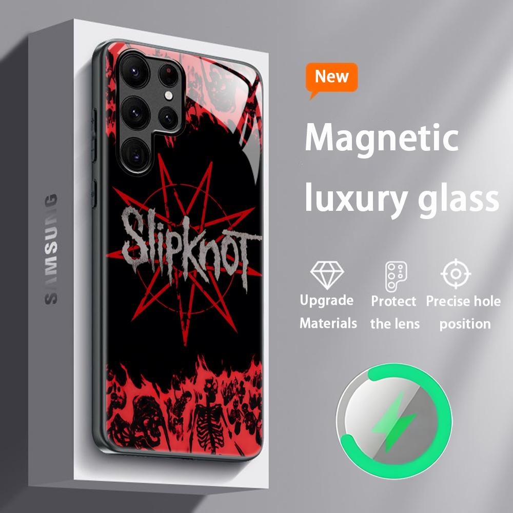 

Популярный чехол для телефона Rock с изображением группы Slipknot для Samsung S25 S24 S23 S22 S21 S20 Plus Ultra Note20, стеклянный, магнитный Samsung S22