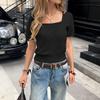 Elegant European/American Round Neck Short Sleeve Knit Sweater for Women - 2025 Autumn/Winter Collection