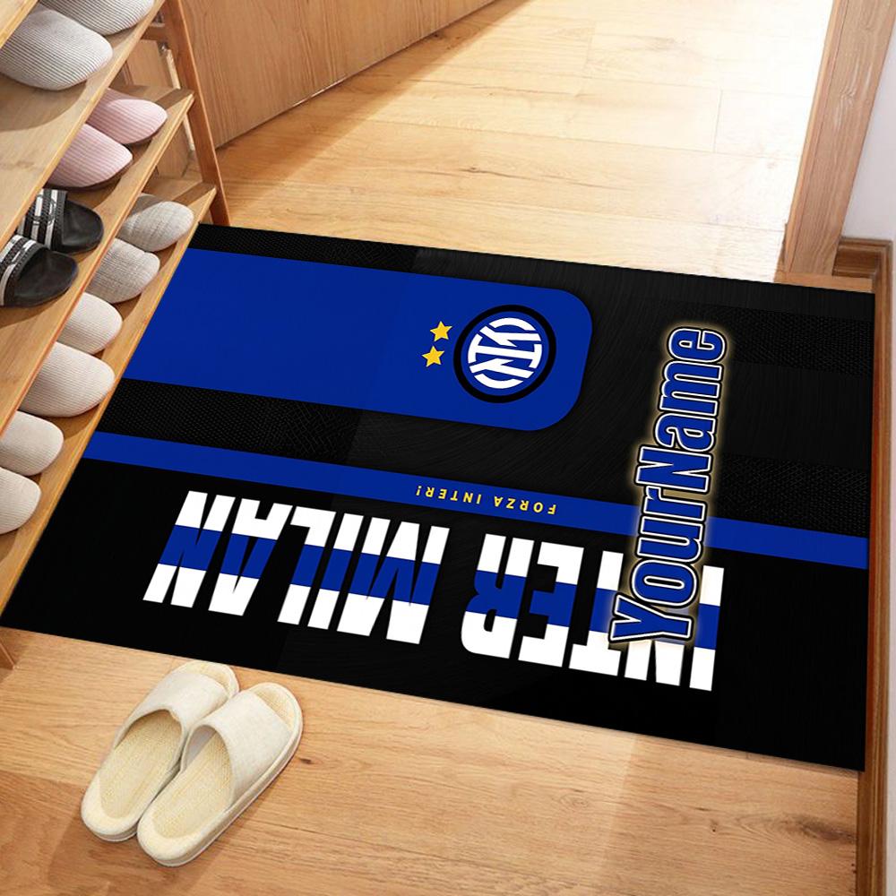 Inter Milan Personalized Name Carpet Perfect for Study room Game Room Dormitory Balcony Antislip Carpet Anime Office Decor