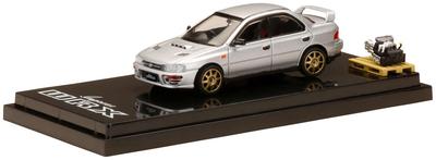 HJ64 Subaru Impreza WRX 1992, individuelles Ausstellungsmodell inklusive, hellsilbermetallic, fertiges Produkt, HJ642013BS, 1/64 (GC8) Version/Motor