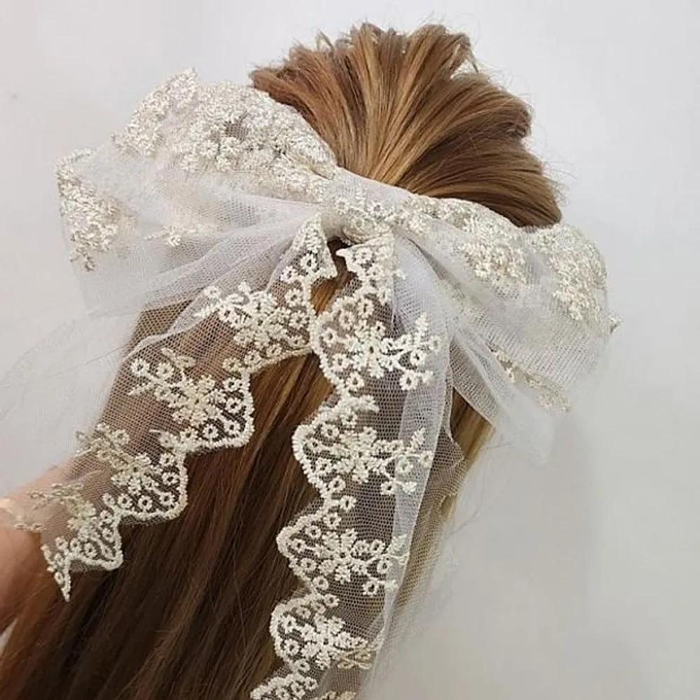 Giant Ribbon Hairpin, Women's Giant Ribbon Pin, Female Hair Clip, Giant Gold Thread Self-wedding Lace Klm221