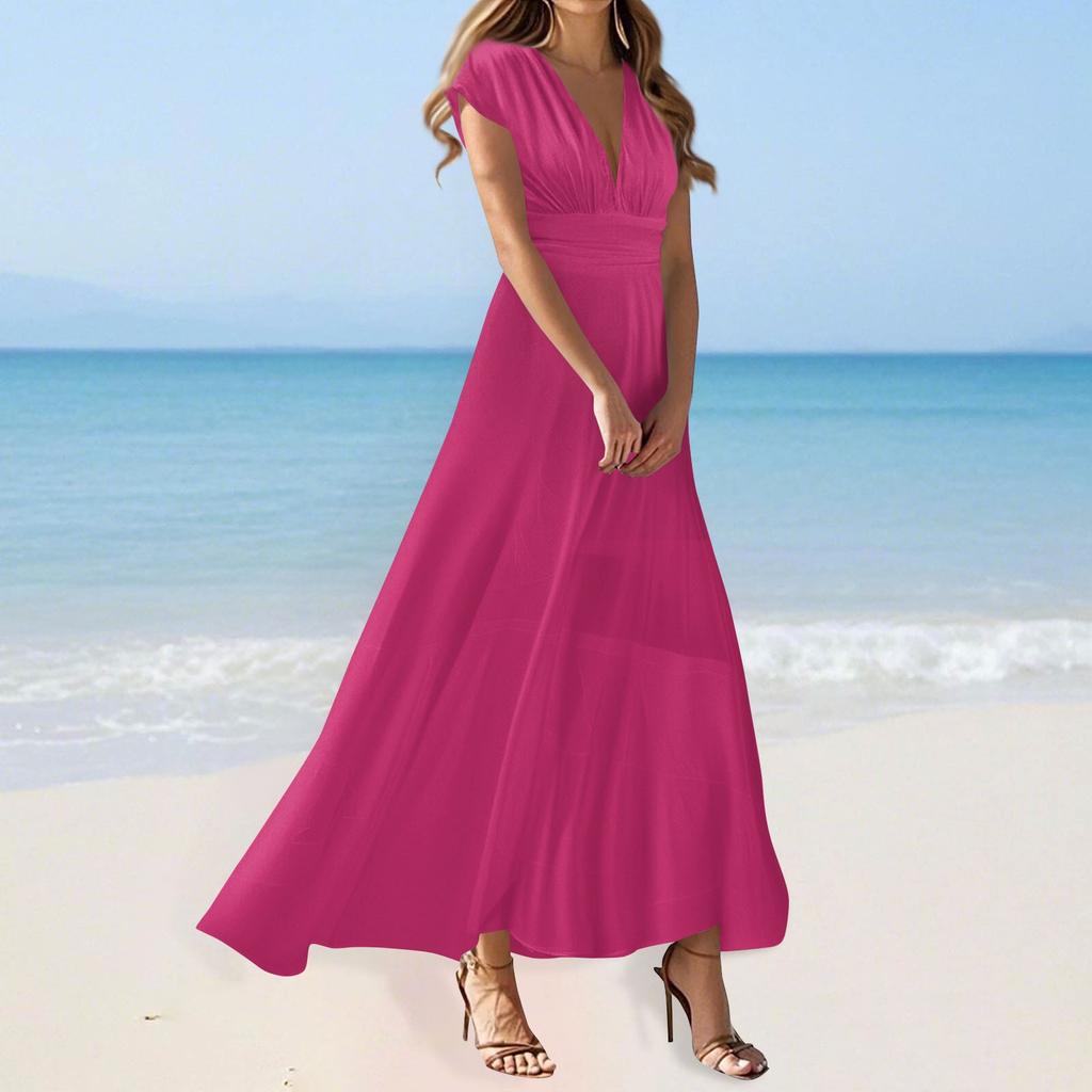 Boho Kleid für Damen Lässige lockere Passform Sommerkleid mit Tasche