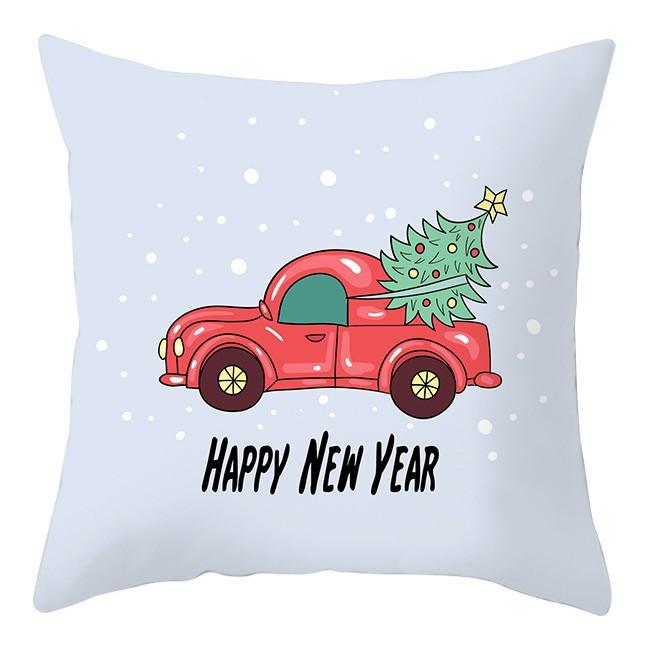 Cartoon Christmas Dog Car Pattern Pillow Case Festive Home Decoration Office Car Cushion Pillow Case