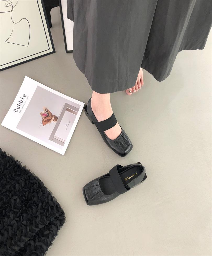 French retro Mary Jane shoes thick heel women's shoes summer loafers niche design single shoes ballet shoes