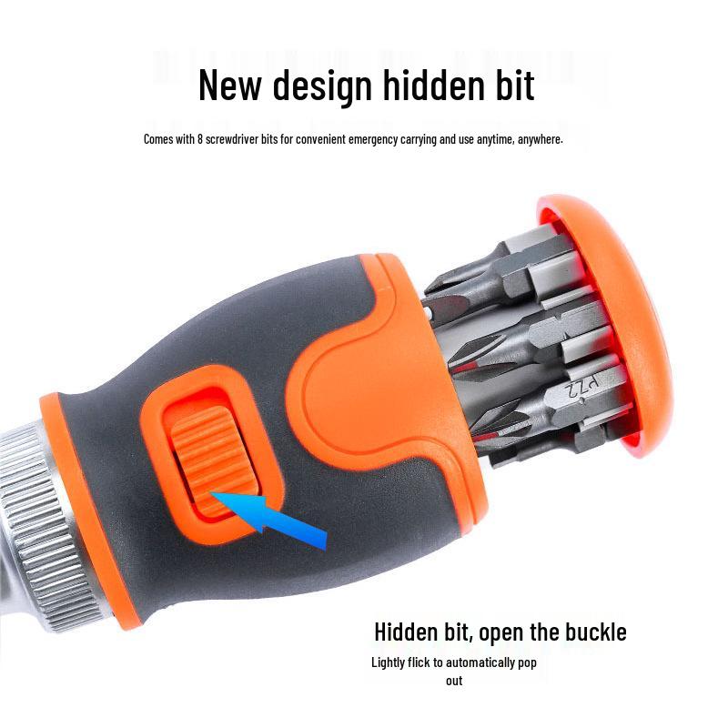 Retractable Dual-Head Ratchet Screwdriver Set with Phillips, Flathead, Torx & Y Bits for Appliance Repair