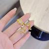 Medieval Vintage Old Money Wind Geometric Lines Zir*****Pen Ring Women'S Fashion Niche Ring