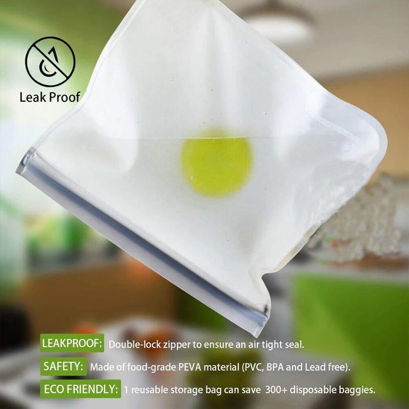 5pcs Food Storage Bag, Washable Reusable Stand-up Zipper Bag, Fruit and Vegetable Sealing Bag, Kithchen Food Fresh Bag Suitable for Lunch