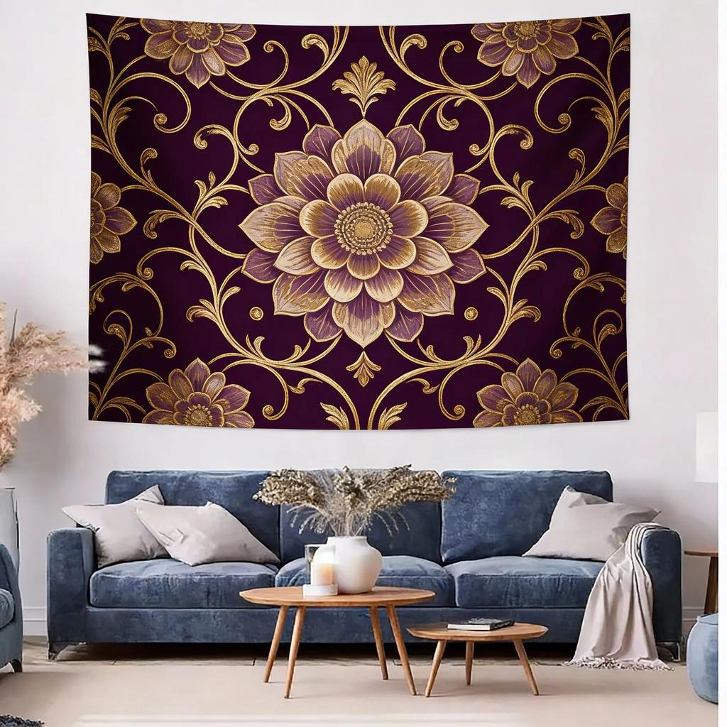 Black Vintage Tapestry Elegant Pattern Wall Hanging Home Decor for Living Room Bedroom