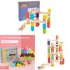 Wooden Kids Puzzle Building Blocks With Marble Track And Mechanical Dominoes For Cognitive Development