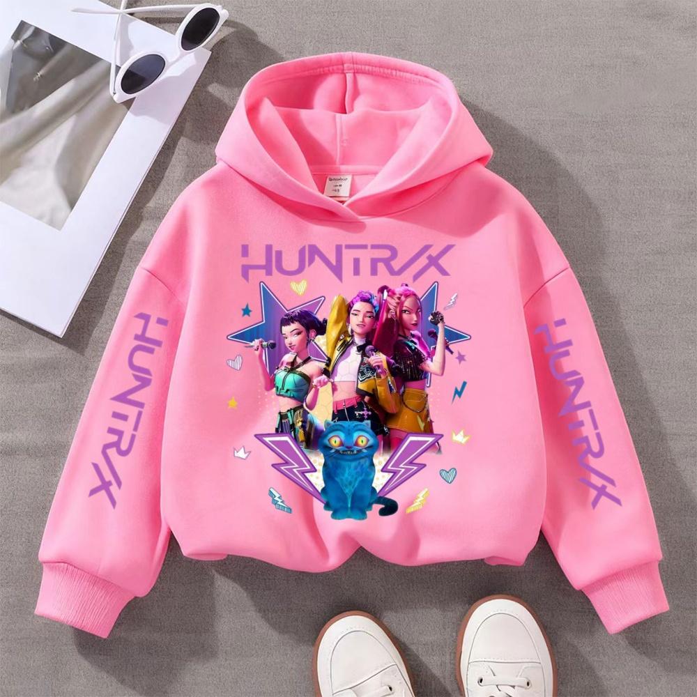 KPop Demon Hunter Cute Printed Girls' Hoodie Children's Autumn and Winter Casual Fashion Warm Pullover Sweatshirt