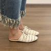 Sheepskin Version Design Sense Woven Hollow Breathable Bag Head Half Slippers Women's Wear Bow Casual Flat Bottom Sandals