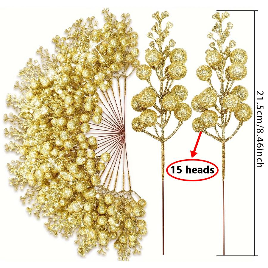 5-30Pcs 22cm Christmas Decoration Glitter Berrie Artificial Flower Bouquet Christmas Tree Ornaments for Home New Year 2026 Decor