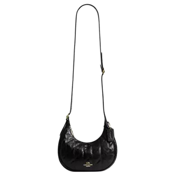 Coach Emily 23 Diamond Pattern Crinkled Leather Crossbody Bag Medium Women Bags Black CDX21-IMBLK