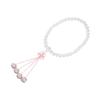 Women's Buddhist Prayer Beads, Informal, Kyoto Style, Suitable for All Sects, Made of Genuine Crystal, 7mm, Rikyu Bonten, Hanamusubi Knot, Pale