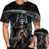 Tendenza moda estiva, T-shirt divertente e creativa, fantastico motivo stampato in 3D con teschio, T-shirt casual e comoda