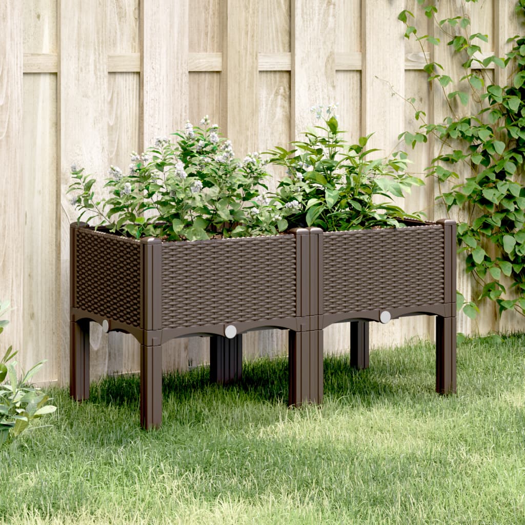 Planter with Legs Brown 80 x 40 x 42 cm PP