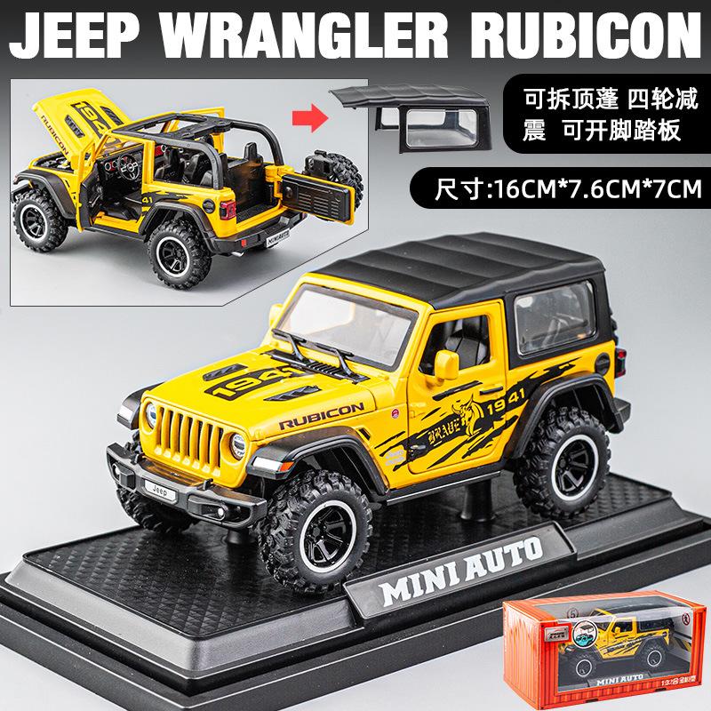 

1:32 Wrangler Wheel Off-Road Vehicle Model Sound and Light Pull Back Toy Model Ornament Diecast Alloy Car Model Collectible