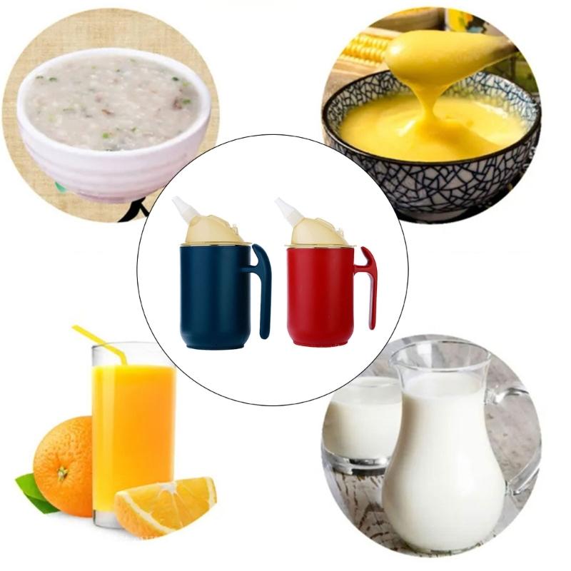 Reusable Drinking Cup 400ml Spill Proof Straw Cup with Handle and Lid For Elderly Kids Bedridden Users 304 Steel Designs