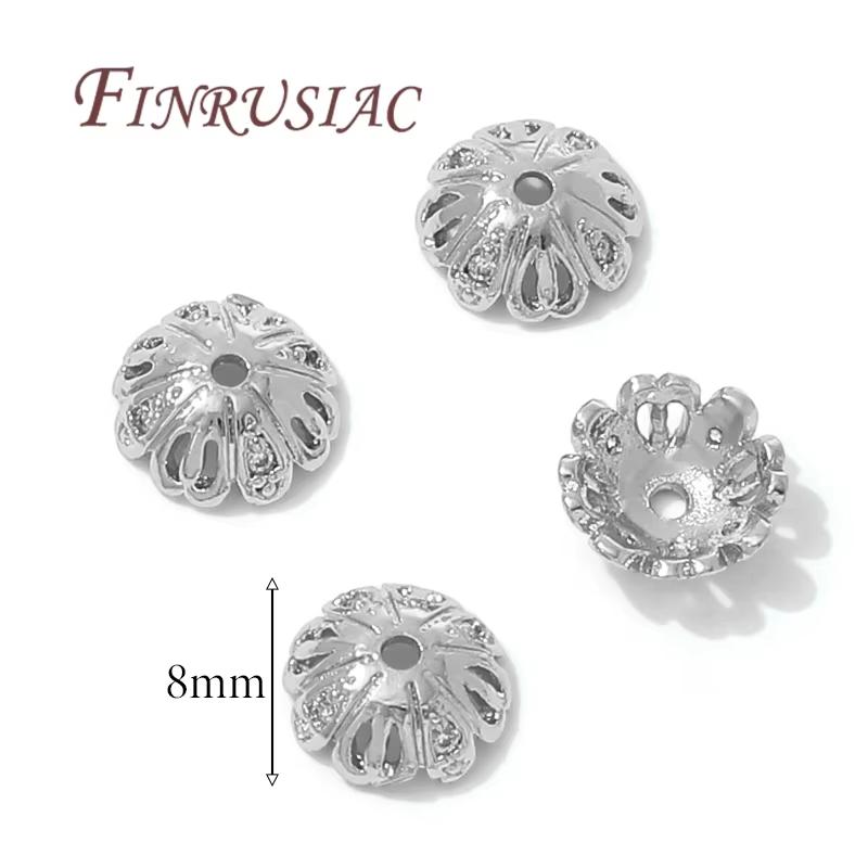 8.5mm Spacer Bead Caps 18K Gold Plated Brass with Zircon Flower Bead End Caps For Jewelry Making Supplies DIY Accessories