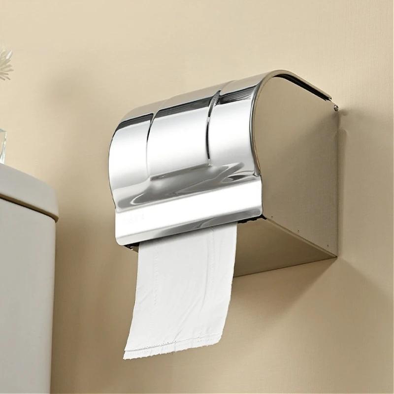 Paper Holder Toilet Waterproof Tissue Box Stainless Steel Tissue Holder Toilet Toilet Accessories Toilet Roll Paper Dispenser