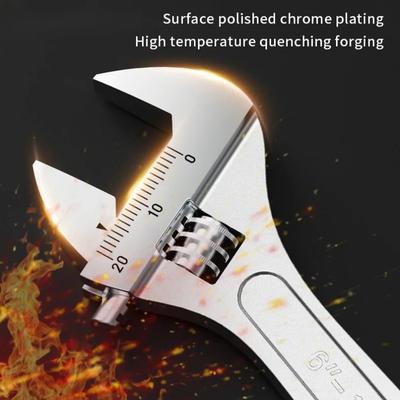 1Pc Adjustable Wrench Large Opening Long Handle Universal Spanner Carbon Steel Mechanical Workshop Hand Repair Tools.