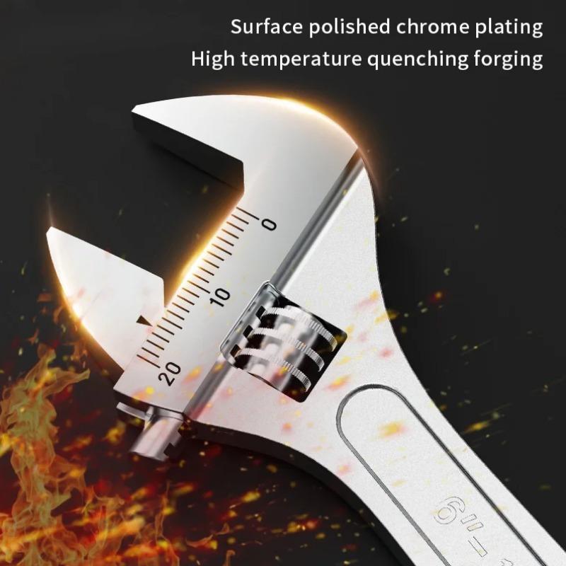 Adjustable Wrench Large Openin Long Handle Universal Spanner Carbon Steel Mechanical Workshop Hand Repair Tools