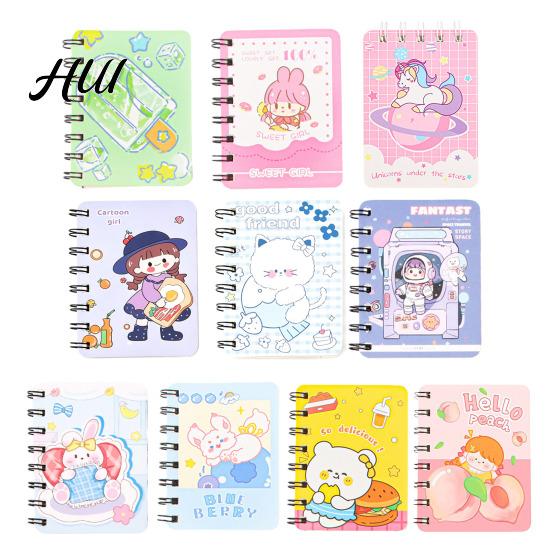 Portable Notebook Mini Cartoon Spiral Notebook, 80 Pages Pocket Small Smooth Page Turning Journal for Study Notes Cute Diary