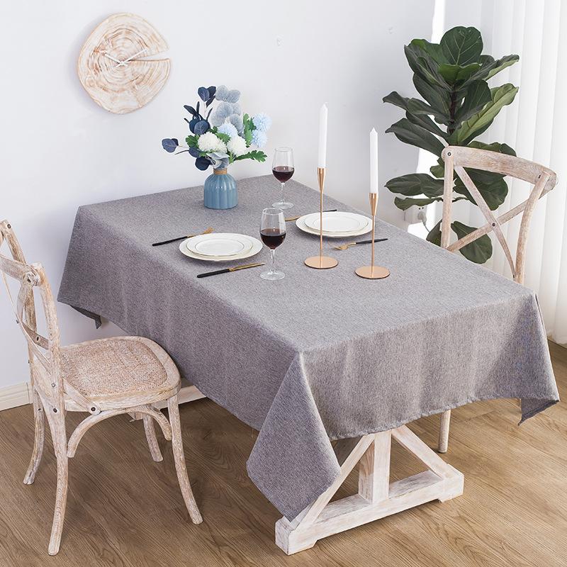 Japanese Linen-Cotton Tablecloth Waterproof Oil-Proof Wash-Free Solid Color Rectangular Dust-Proof Cover Tablecloth Soft Drape