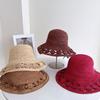 Summer Raffia Straw Sun Hat for Women Wide Brim Floral Crochet Beach Hat 100% Natural Staw Bucket Hats