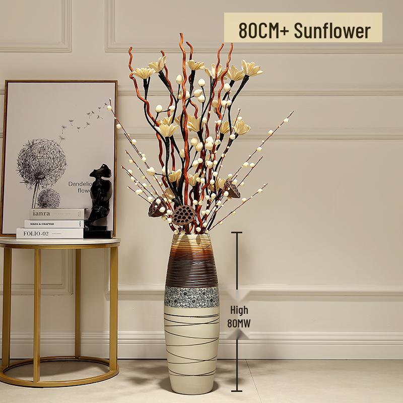Large European-Style Porcelain Floor Vase for Dried Flowers - Artistic Living Room Ceramic Decoration