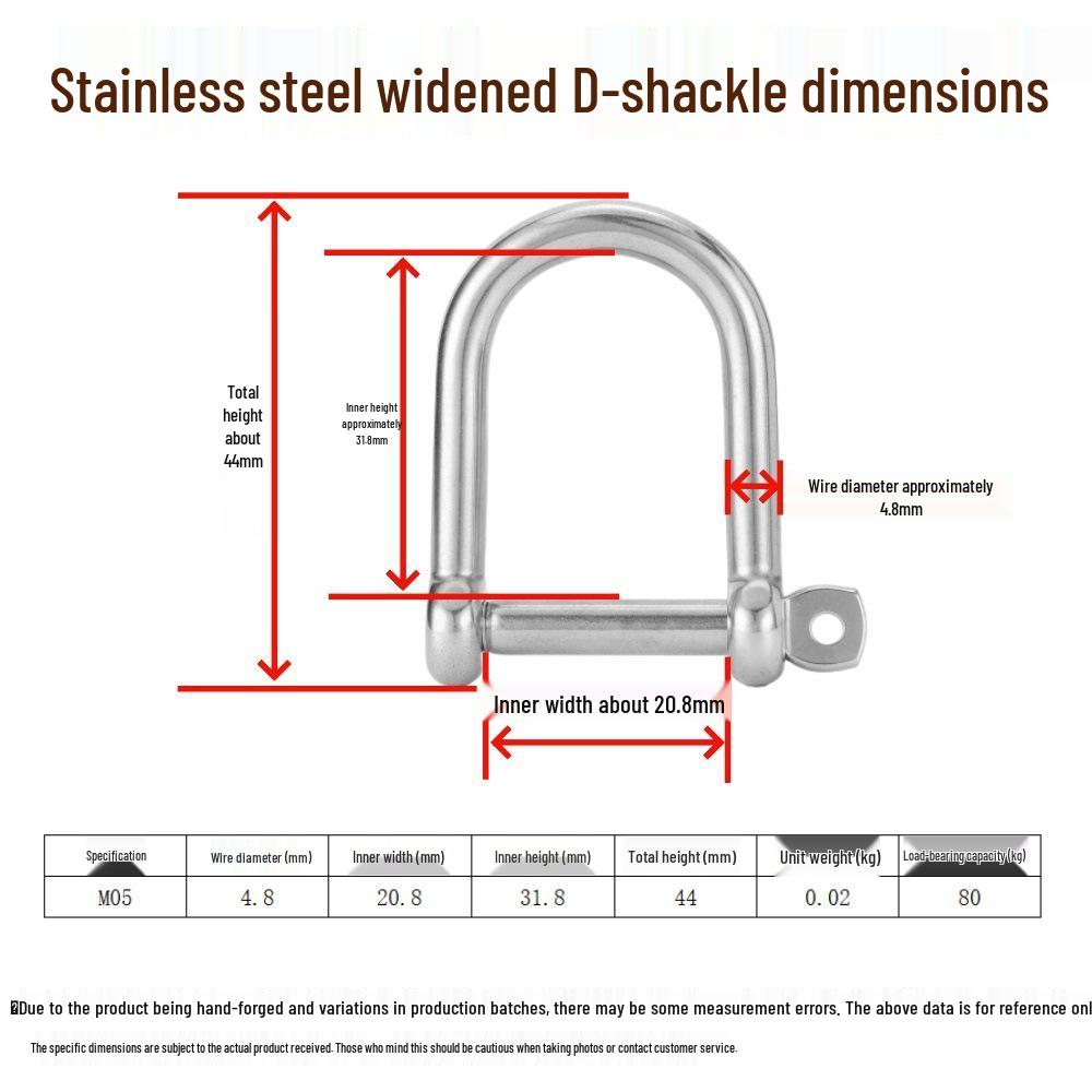 Widened U-Shackle, 316 Stainless Steel D-Shackle, Marine Hardware Accessories