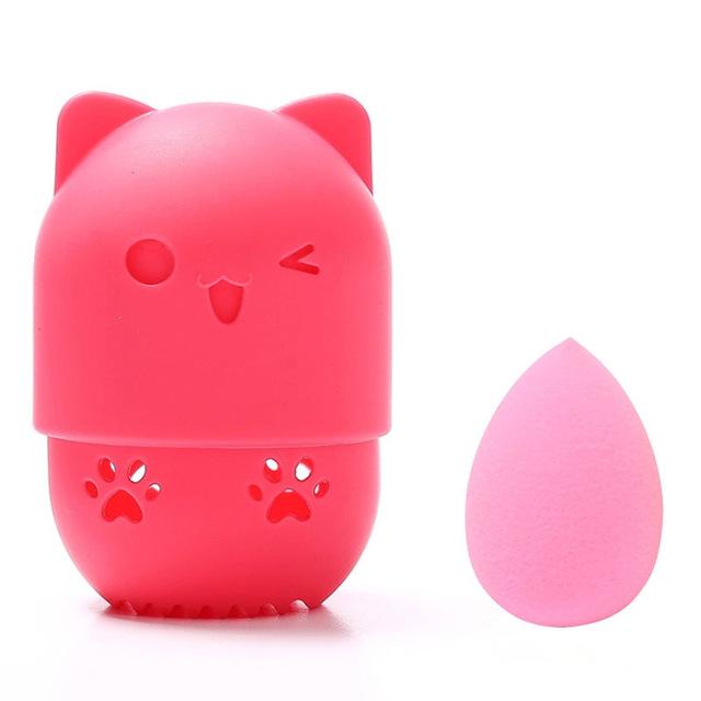 Mini Makeup Sponge Egg 10 Colors Cosmetic Puff Cute Silicone Powder Puff Drying Holder Make Up Tool