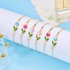 Verstellbares Kettenglied Tulpenblüten-Armband Emaille Bunt Vintage-Armband Für Frauen