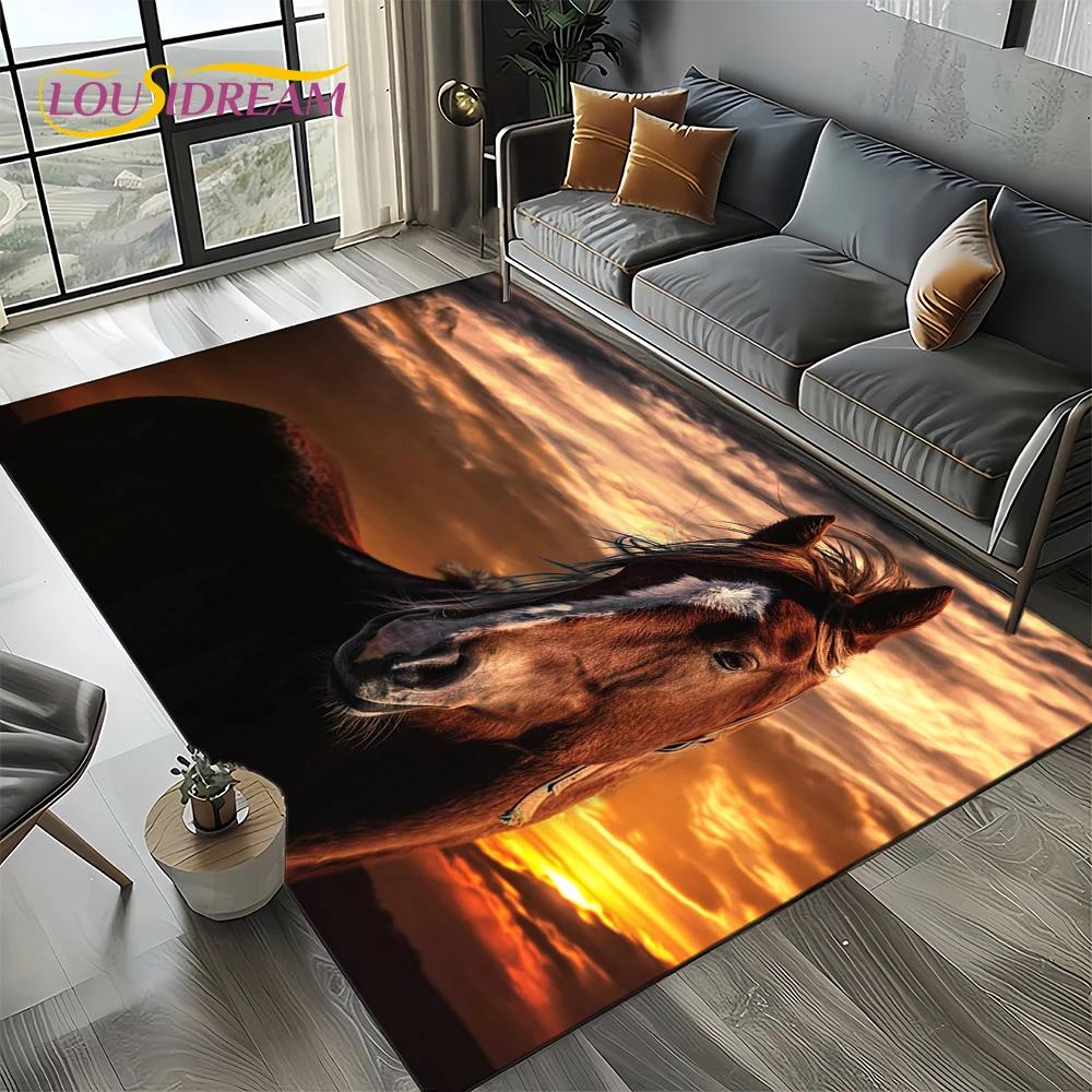 27 Style Horse Pentium Gallant Steed Animal Carpet Rug for Living Room Bedroom Home Sofa Decoration,Area Rug Non-slip Floor Mat