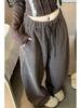 Women's Retro Wide-Leg Woolen Drawstring Pants