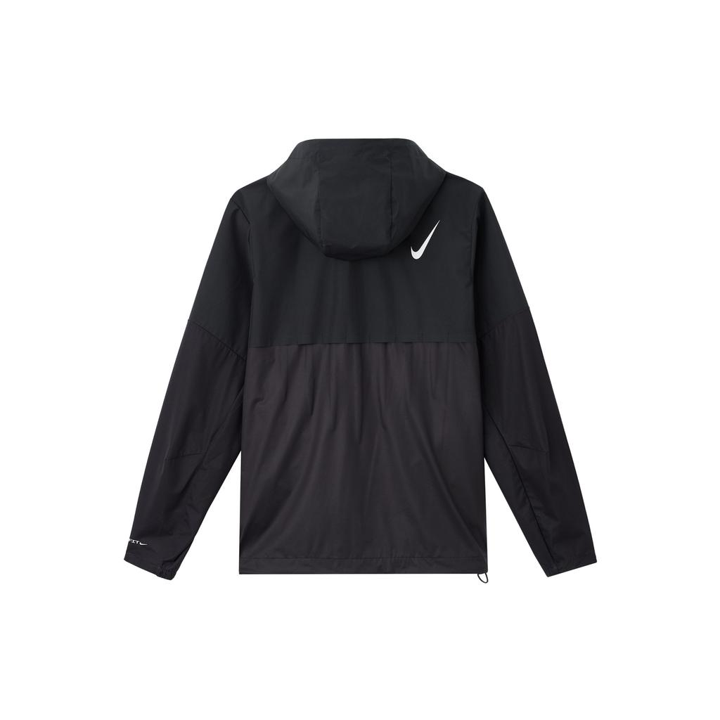 Nike Hooded Logo Print Zip Long Sleeve Breathable Running Jacket Men Jackets Black FZ9040-010