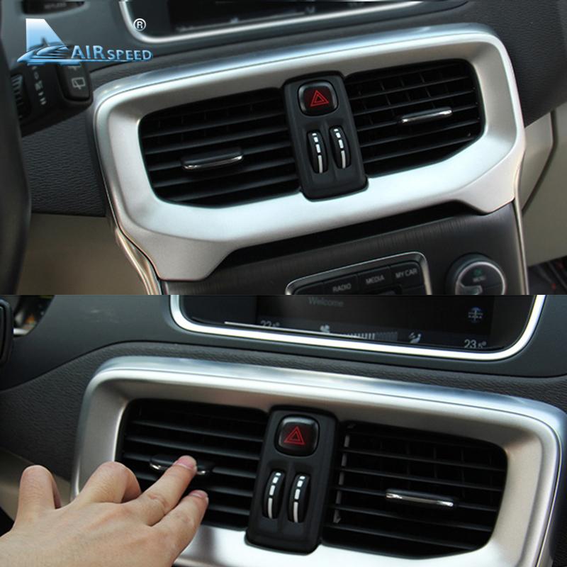 For Volvo V40 Interior Console Air Conditioning Outlet Decorative Cover Trim Stainless Steel Car Accessories Styling