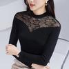 Women's Slimming Lace Stitching Long Sleeve Top - Stylish Spring & Autumn Layer