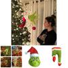 Charming Grinch Christmas Decorations Furry Green Leg And Head Tree Ornament Set